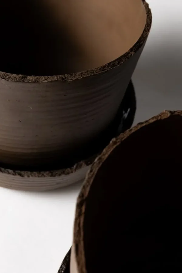 Vaidava Ceramics Soil kruka med fat, XXL, brun