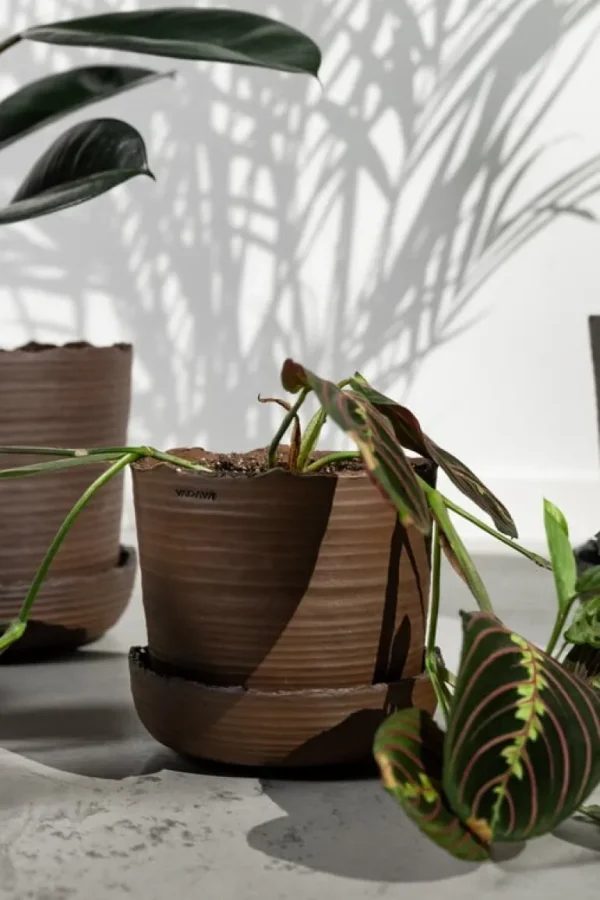 Vaidava Ceramics Soil kruka med fat, XXL, brun