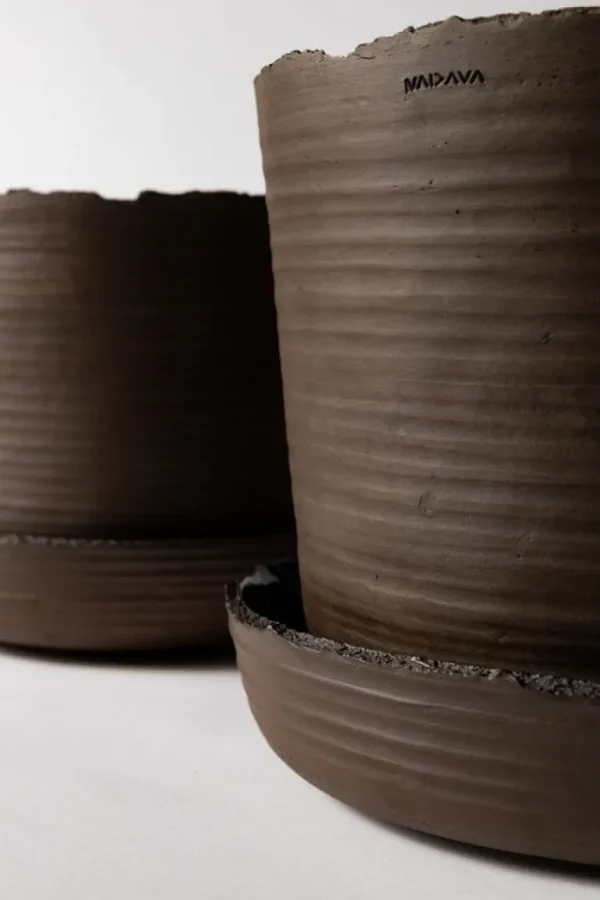 Vaidava Ceramics Soil kruka med fat, XXL, brun