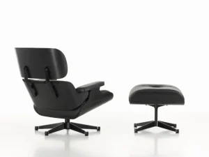 Vitra Eames fåtölj, klassisk storlek, svart ask - svart läder