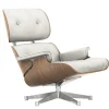 Vitra Eames Lounge Chair, ny storlek, vit valnöt - vitt skinn