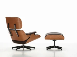 Vitra Eames Lounge Chair, ny storlek, American cherry - svart läder