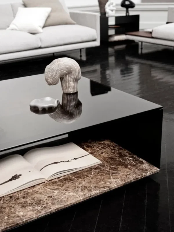 Wendelbo Expose soffbord, medium, brunt glas - Emperador-marmor
